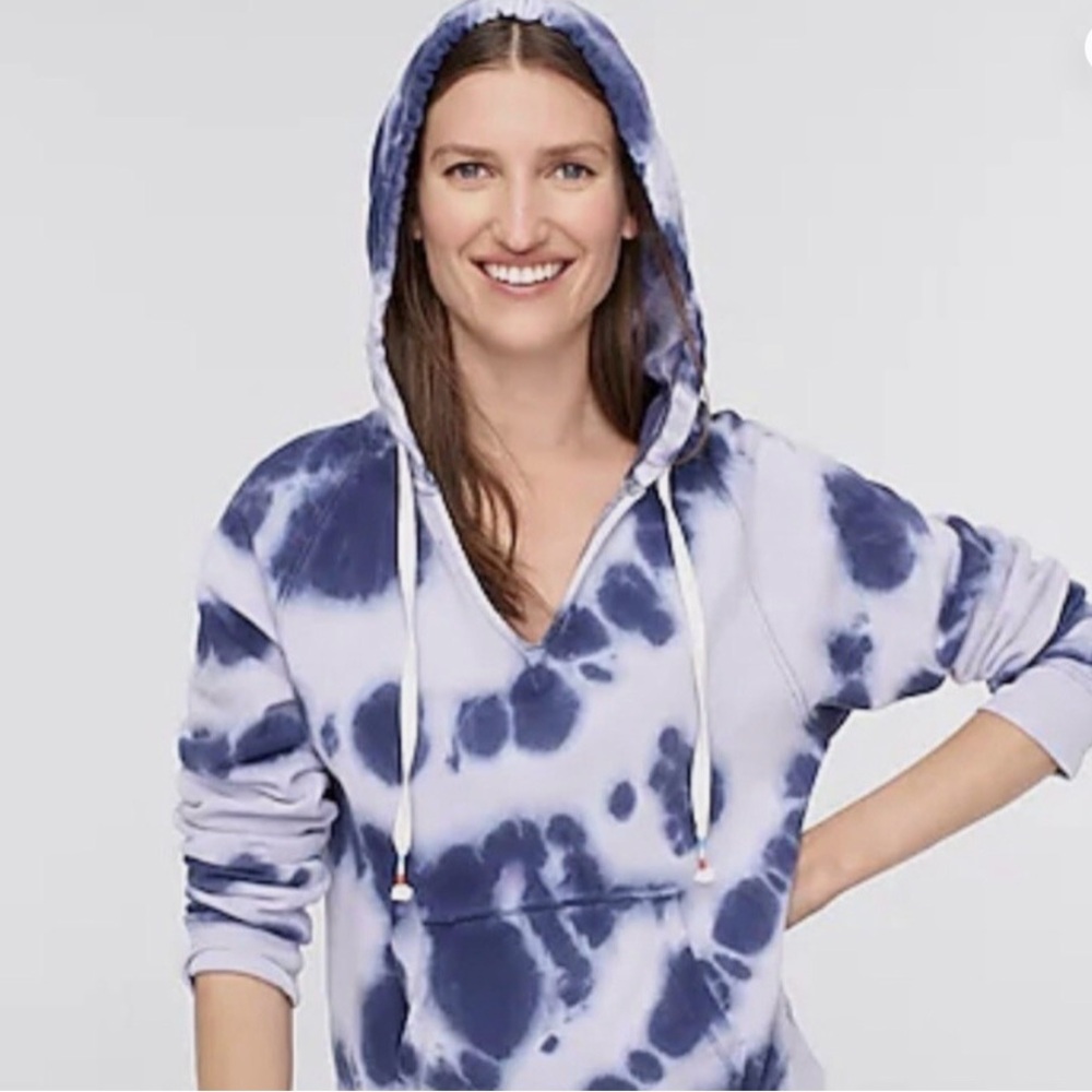 J. Crew Navy and White Tie-Dye Hoodie